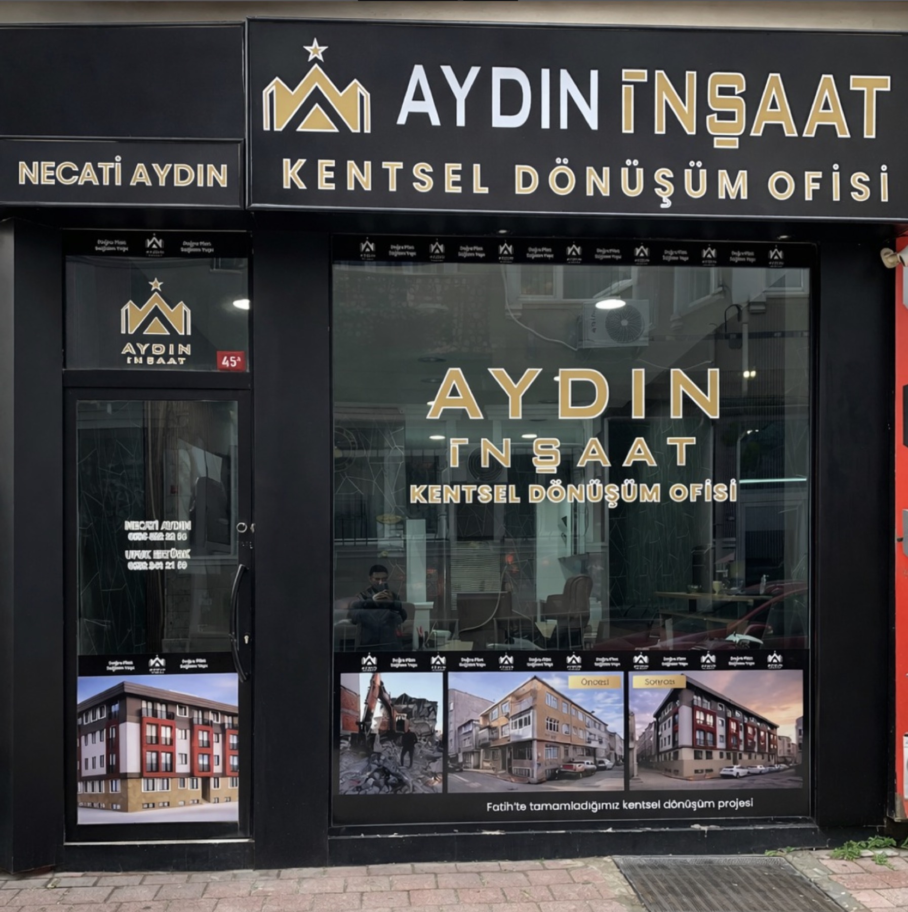 Aydın İnşaat Kentsel Dönüşüm Ofisi dış cephe tabelası