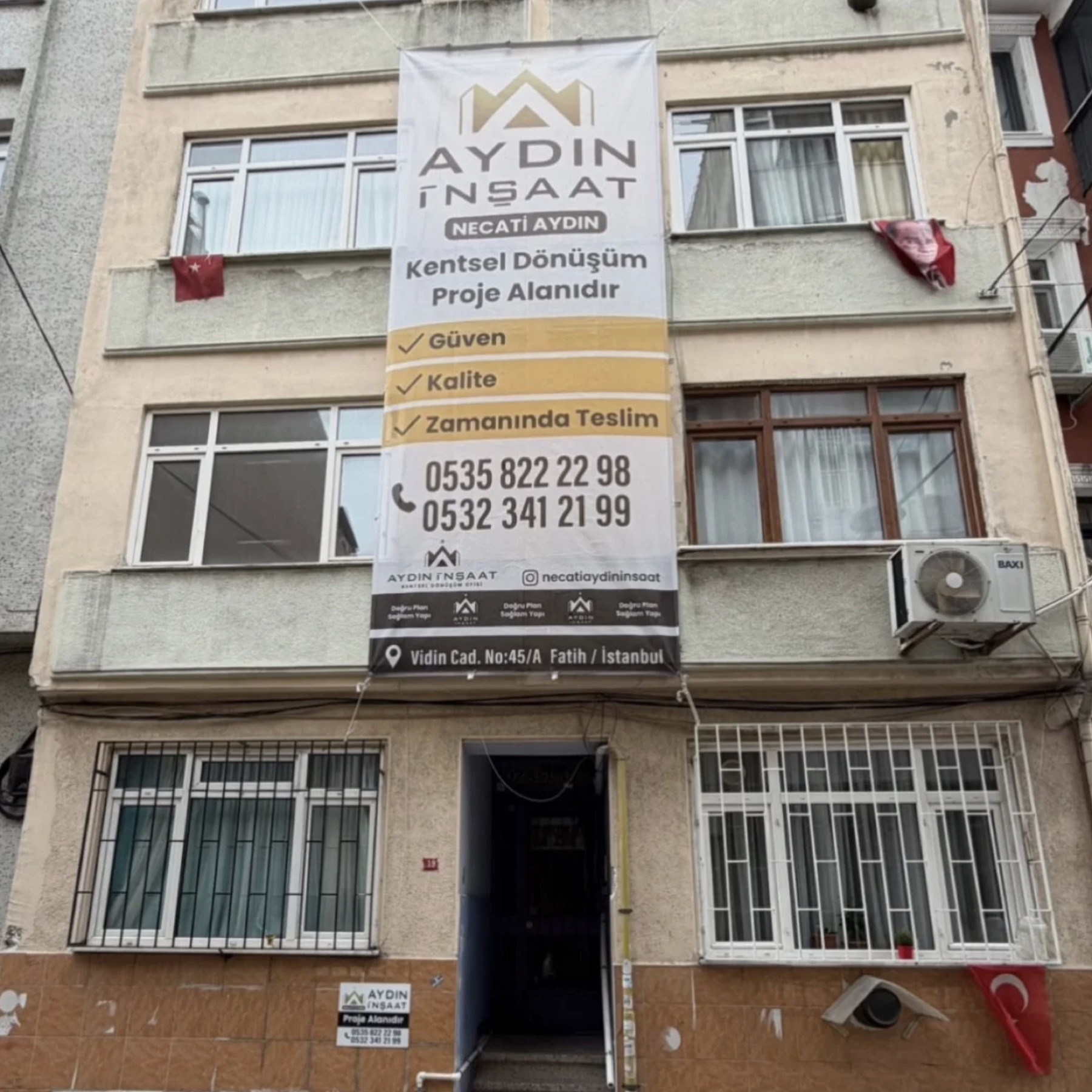 Aydın İnşaat kentsel dönüşüm proje alanı tabelası